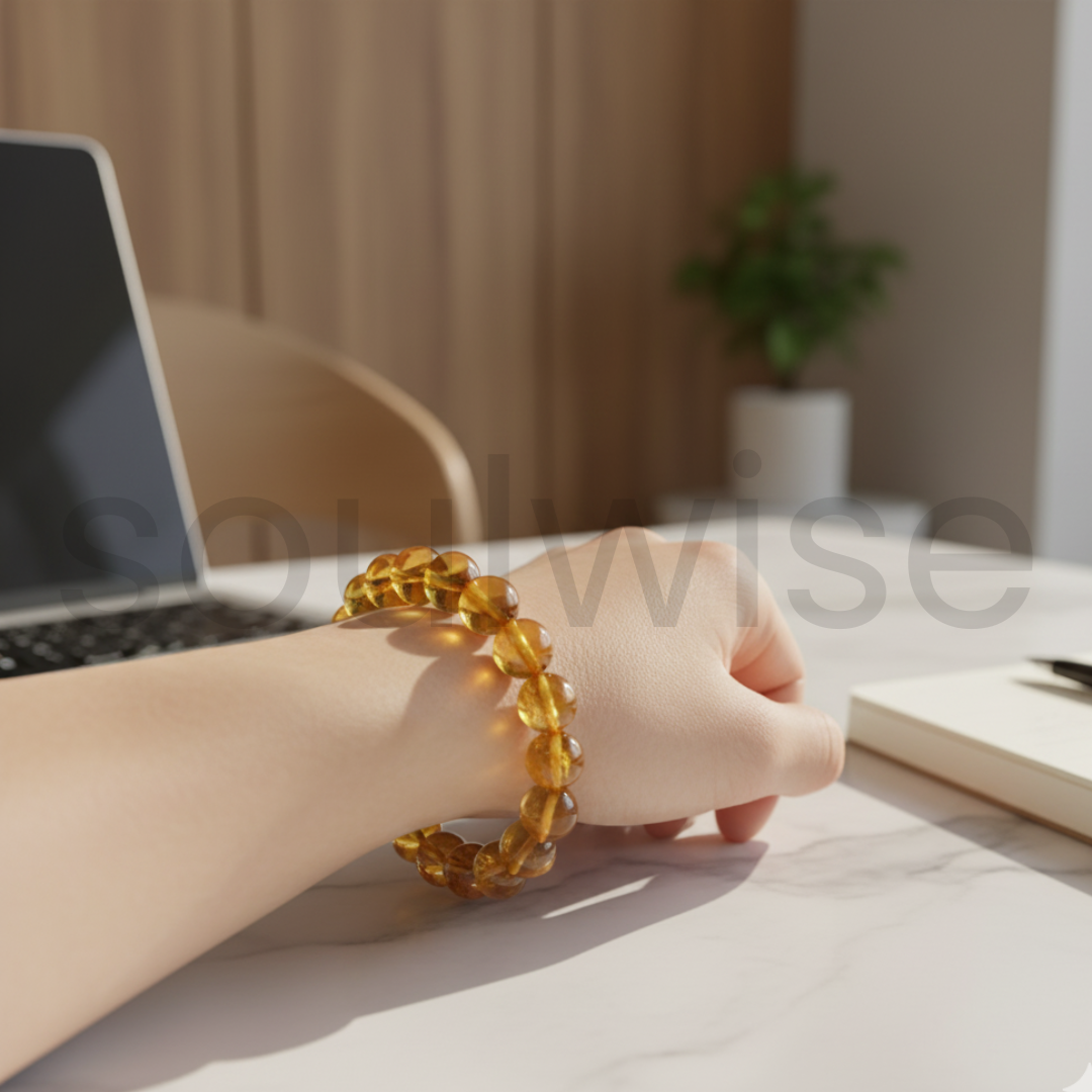 Citrine 10mm Bracelet – Natural Crystal Beads for Positivity, Abundance, and Healing Energy