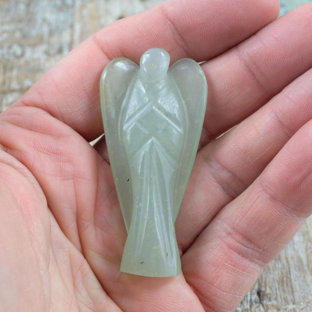 Soulwise Green Aventurine Angel – 1 Inch Hand-Carved Pocket Crystal for Luck, Healing & Protection | Heart Chakra Stone for Positivity & Good Fortune