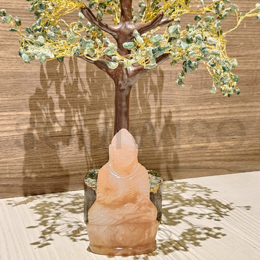 Soulwise Natural Rose Quartz Crystal Buddha Statue – Hand-Carved Healing Stone for Meditation– Peace, Love & Harmony – (10cm,150g)