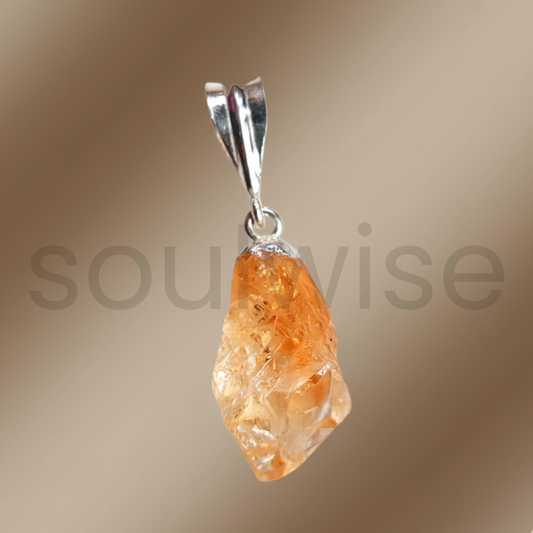 Raw Citrine Crystal Pendant – Natural Golden Quartz Necklace for Abundance, Positivity & Success | Wealth & Healing Energy Stone