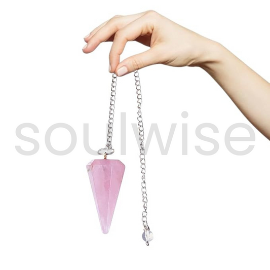 Soulwise Rose Quartz Faceted Dowsing Pendulum With Chain