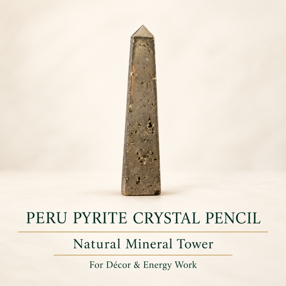 Natural Peru Pyrite Crystal Pencil – Imported Golden Healing Gemstone Point for Wealth, Prosperity, Money Attraction, Confidence, Motivation, Reiki, Meditation & Positive Energy