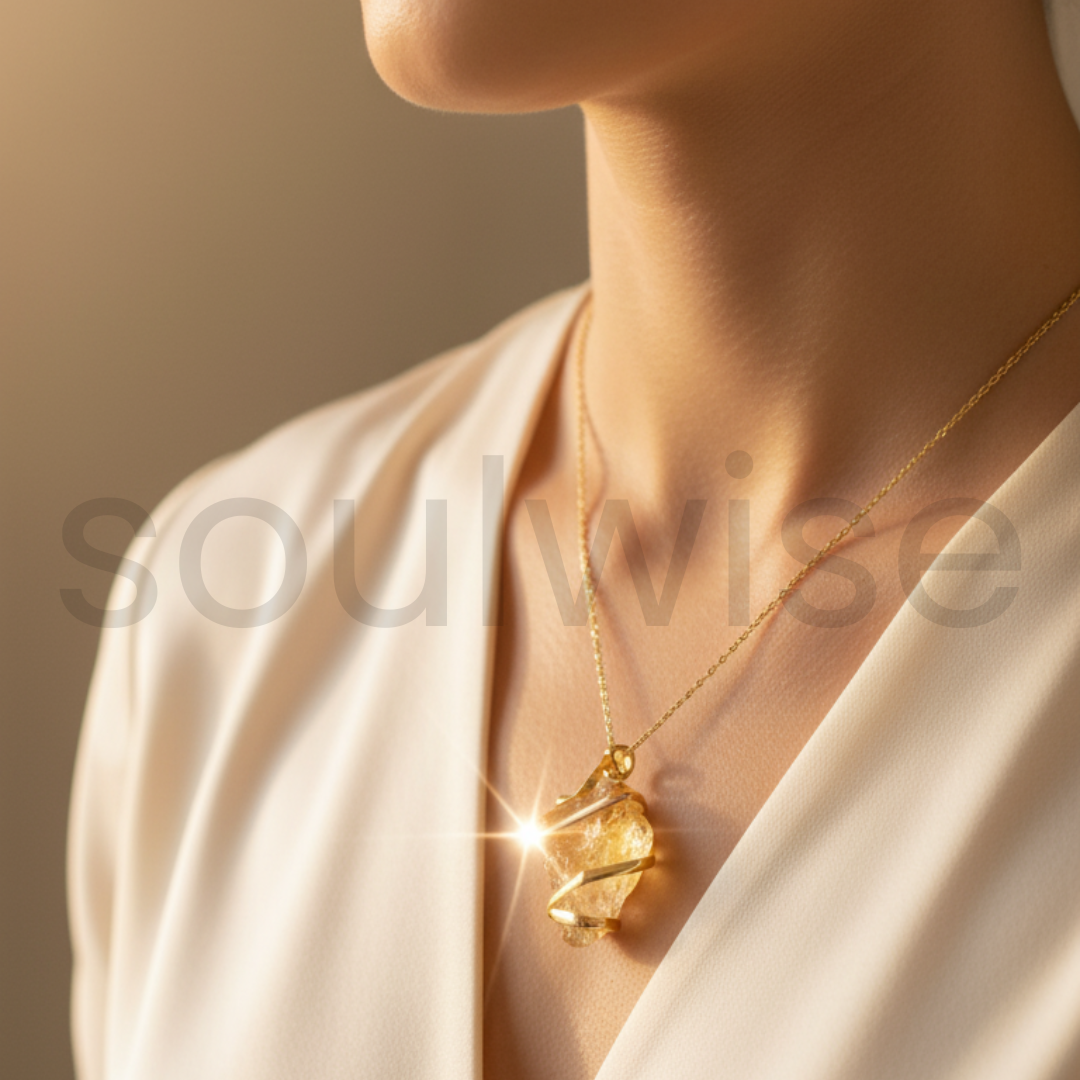 Golden Glow Raw Citrine Silver Pendant – Handcrafted Natural Crystal