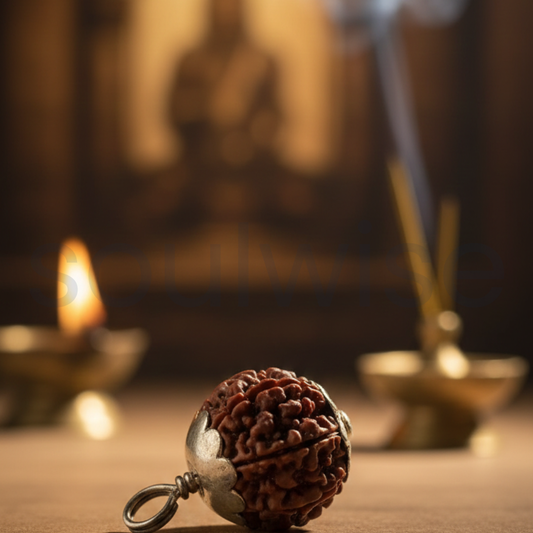 9 Mukhi Rudraksha Silver Pendant – Certified Nepalese Origin Bead for Strength, Protection & Positive Energy