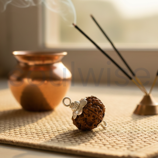 7 Mukhi Indonesian Rudraksha Silver Pendant – Certified Natural Bead for Wealth, Success & Positive Energy