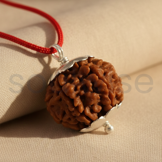 8 Mukhi Indonesian Rudraksha Silver Pendant – Certified Natural Bead for Success, Protection & Positive Energy