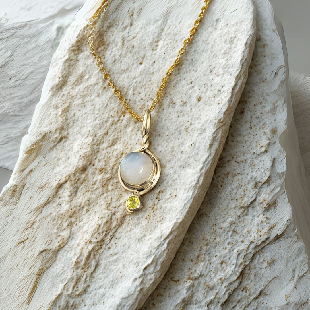 Certified Moonstone Pendant for Emotional Balance, Positivity & Intuition