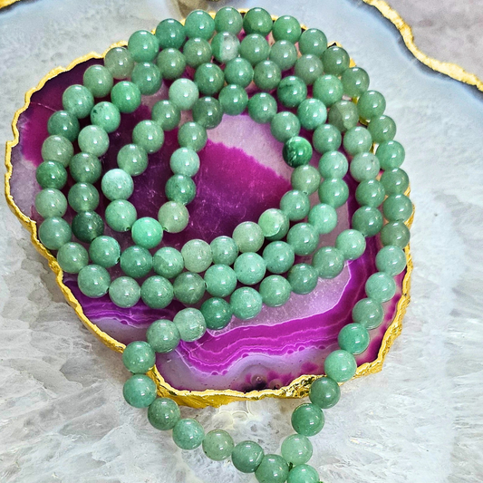 Soulwise Green Aventurine 8mm Jaap Mala – Natural Crystal Beads for Luck, Prosperity, Meditation, Spiritual Growth & Energy Healing
