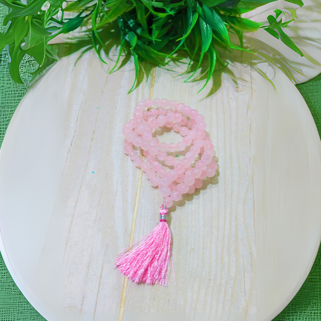 Rose Quartz Jaap Mala Necklace