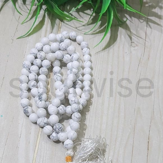 Soulwise Natural Howlite Healing Crystal Bracelet / Mala / Stone – Calming Energy, Stress Relief, Patience & Emotional Balance