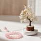 Rose Quartz Crystal Tree with Wooden Base and 10mm Rose Quartz Bracelet, Valentine's Day Gift Set for Love and Emotional Healing, 15.2 cm