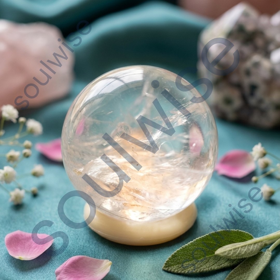 Clear Quartz Crystal Sphere – Natural Healing Crystal Ball for Clarity, Positive Energy, Reiki, Meditation & Chakra Balancing