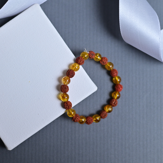 Citrine-Rudraksha 10mm bracelet