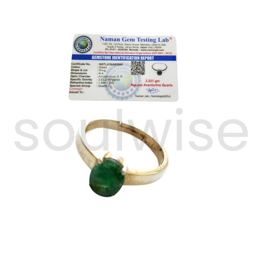 Soulwise Green Aventurine ring adjustable, certified, attract wealth, abundance, growth and success in various areas of life.