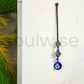 Natural Peru Pyrite Cluster Hanger with Evil Beads and Evil Eye Charm - Energy-Boosting Crystal for Wealth and Protection from Negative Energy - Home, Office, Car Hanger for Good Luck