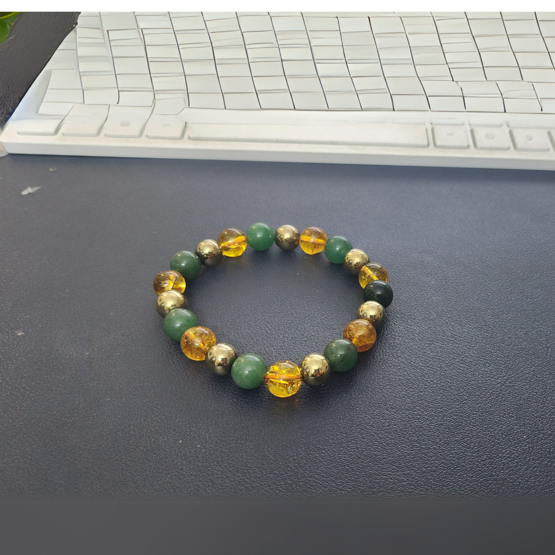 Money Magnet Bracelet - Pyrite, Green Aventurine & Citrine