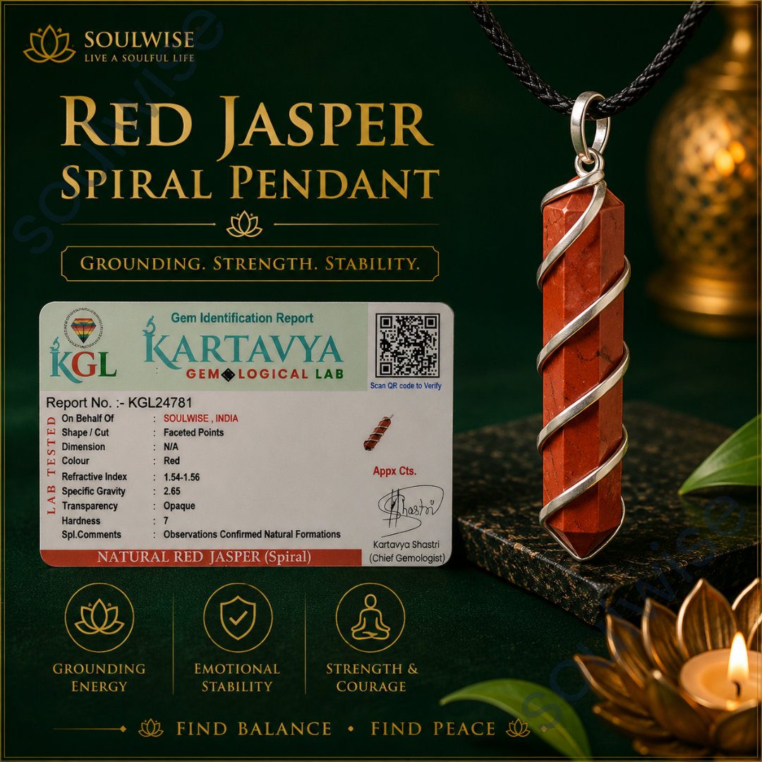 Natural Red Jasper Spiral Crystal Pendant – Healing Stone Necklace for Grounding, Strength, Chakra Balancing & Positive Energy