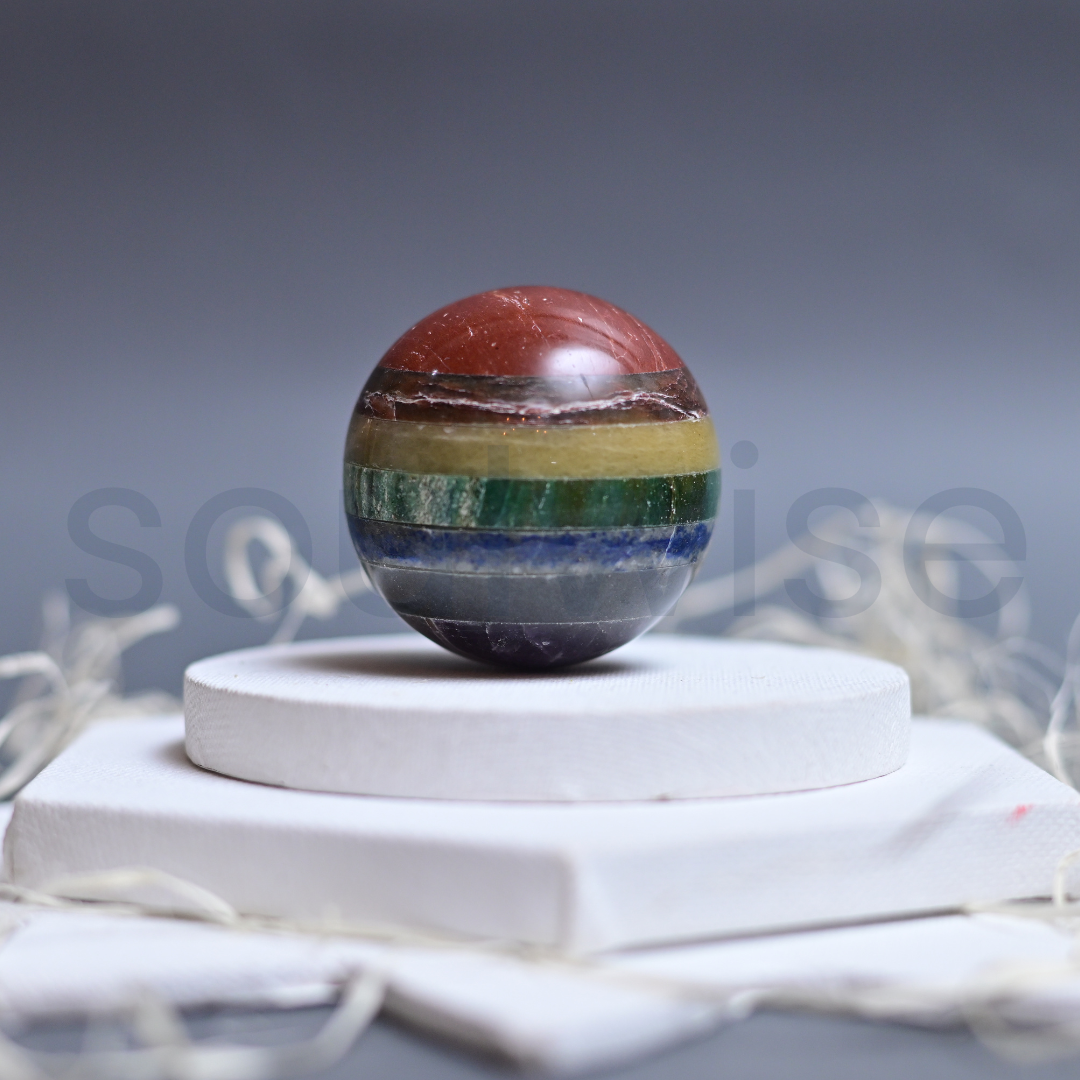 Seven Chakra Crystal Sphere – Healing Energy Crystal Ball for Meditation, Reiki, Chakra Balancing & Home Decor
