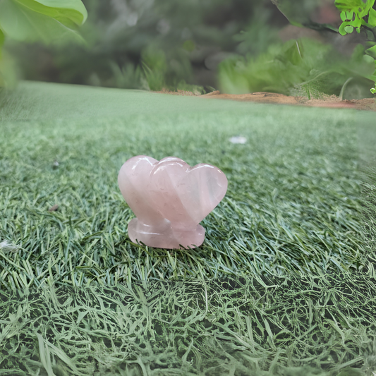 Rose Quartz Twin Hearts Decor 5cm, Valentine Gift