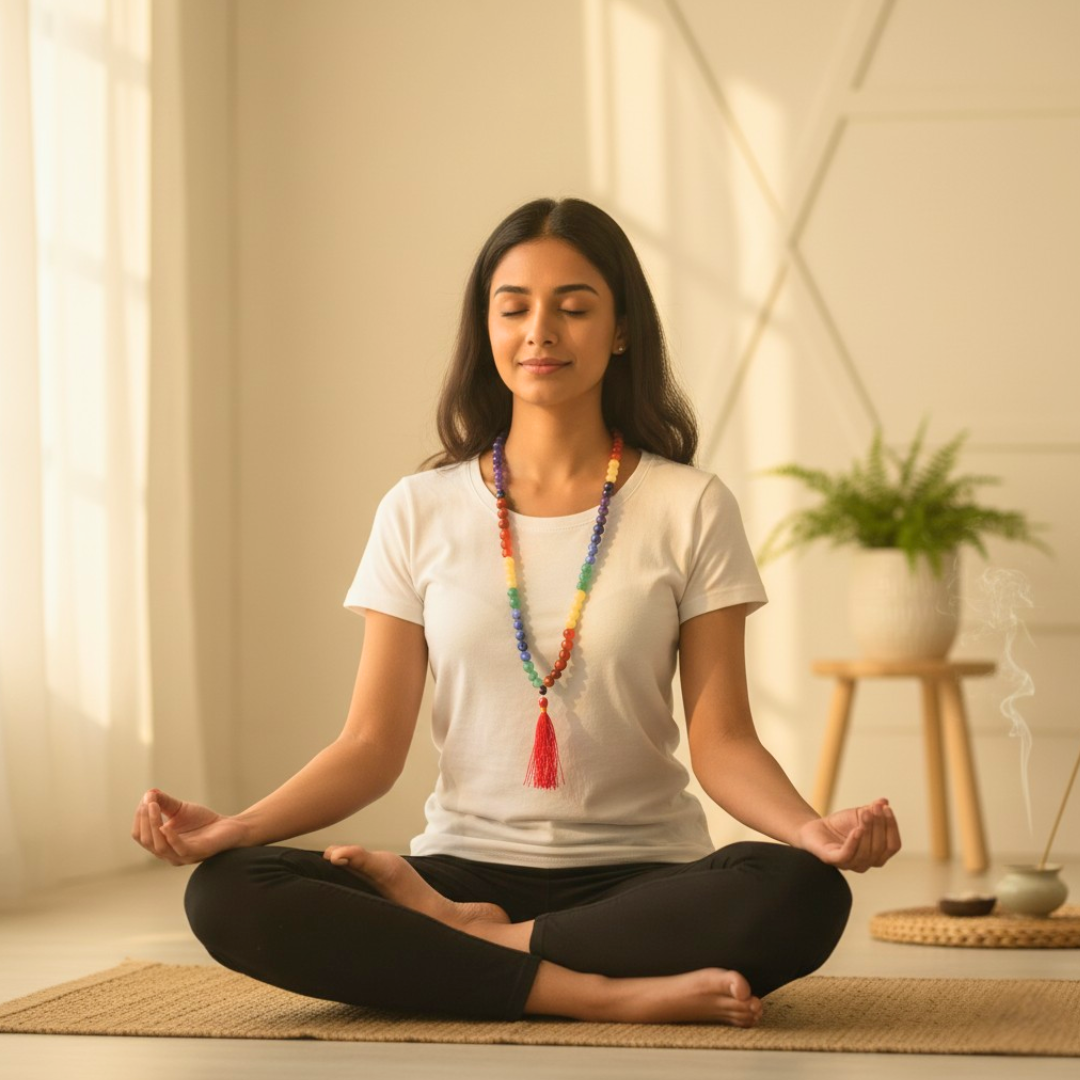 7 Chakra Crystal Jaap Mala Necklace