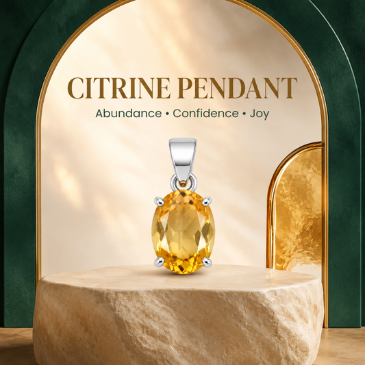 Natural Citrine Gemstone Pendant – Oval-Cut Abundance & Success Crystal Jewellery
