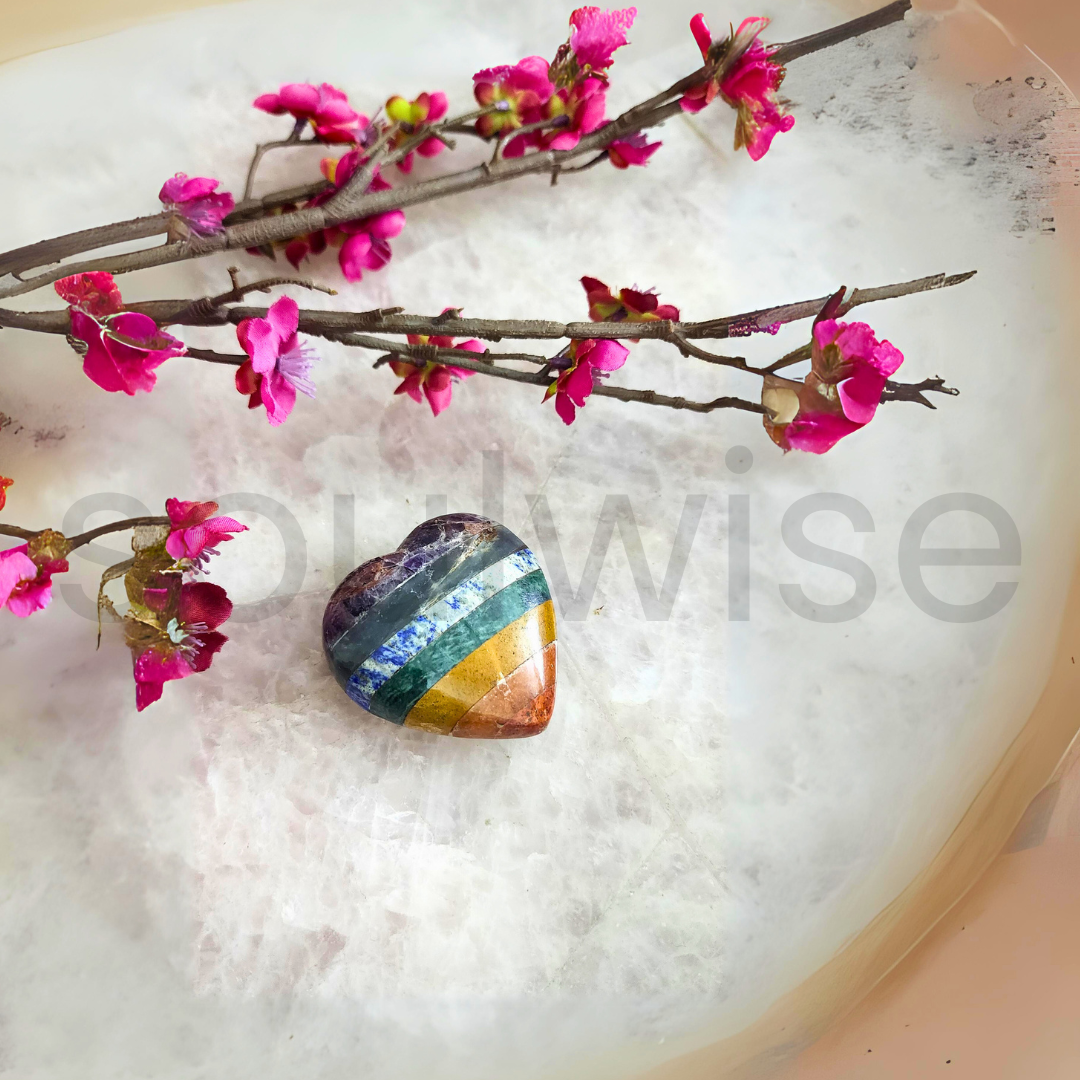 Seven Chakra Healing Crystal Heart Shape – 1 Pc