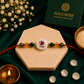 Money Magnet Virgo Rakhi – Green Jade, Citrine, Pyrite & Mother of Pearl Zodiac Rakhi for Prosperity, Clarity & Positive Energy