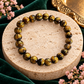Tiger Eye Om Mani Bracelet 8mm – Natural Tiger's Eye Crystal Beaded Bracelet with Om Mani Padme Hum Mantra for Protection, Confidence, Courage, Prosperity, Meditation & Positive Energy | Unisex Spiritual Jewelry