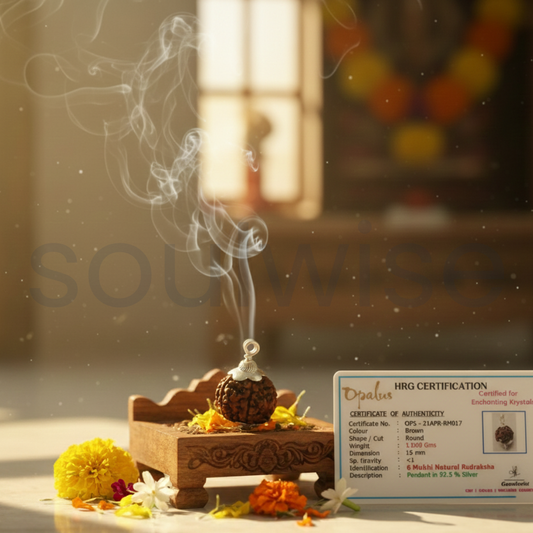 6 Mukhi Indonesian Rudraksha Silver Pendant – Certified Natural Bead for Harmony, Health & Positive Energy