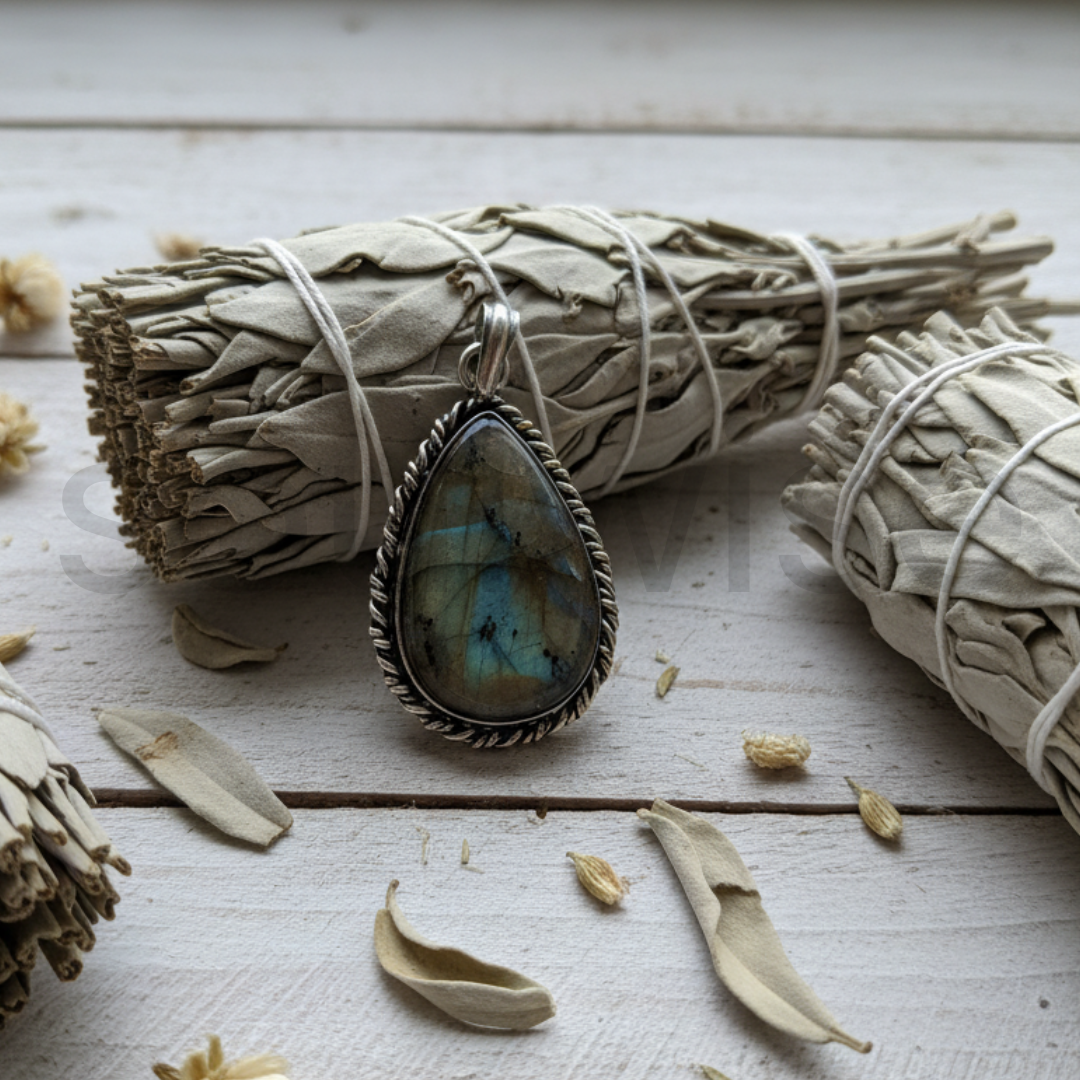 Labradorite Crystal Pendant – Natural Gemstone Necklace for Protection, Intuition & Healing Energy