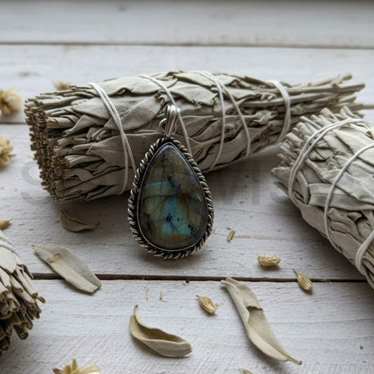 Labradorite Crystal Pendant – Natural Gemstone Necklace for Protection, Intuition & Healing Energy