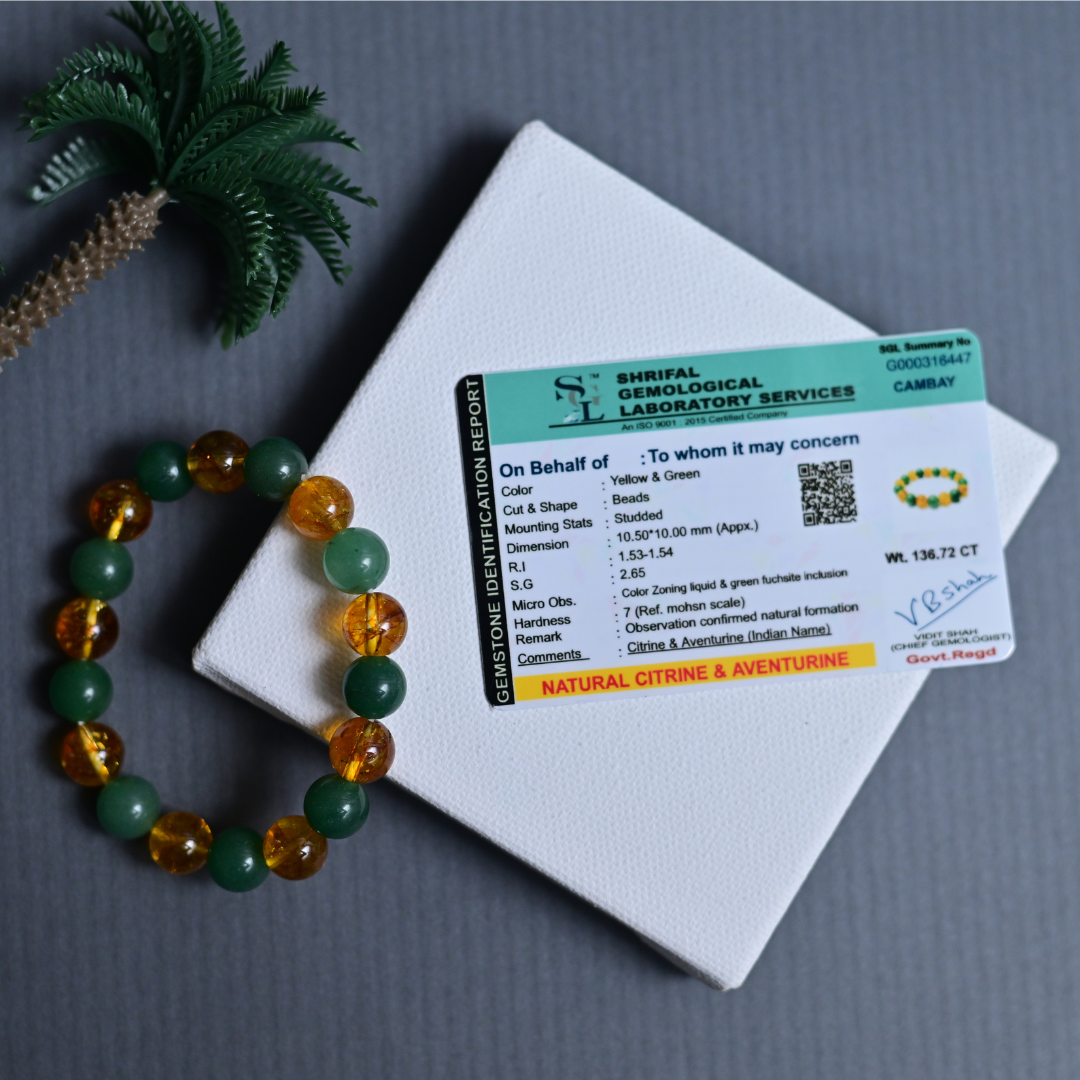 Citrine Green Aventurine Bracelet 10mm