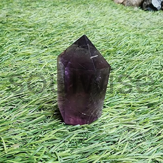Chevron Amethyst Tower – 300g Freeform Natural Crystal Point for Healing, Meditation, Reiki & Home Décor – Polished Standing Stone