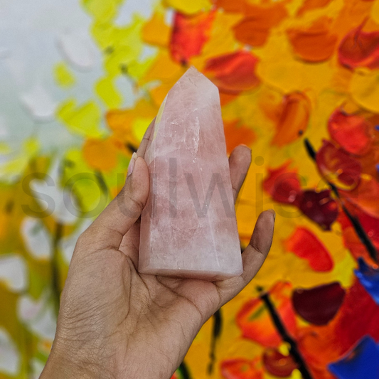 Soulwise Rose Quartz Obelisk Tower – Natural Pink Gemstone Wand for Chakra Balancing, Meditation & Home Decor