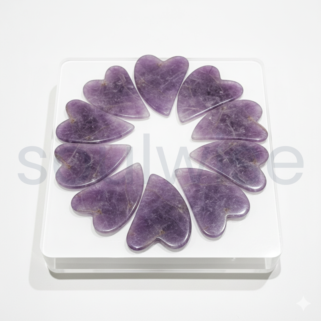 Amethyst Gua Sha Facial Tool – 100% Natural Stone Face Massager for Lymphatic Drainage, Anti-Aging, and Skin Tightening