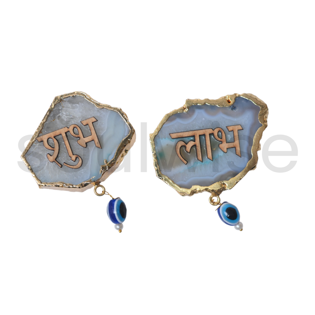 Shubh Labh Door Hanging – Natural Mix Agate Crystal (Random Color)(1 Pair).