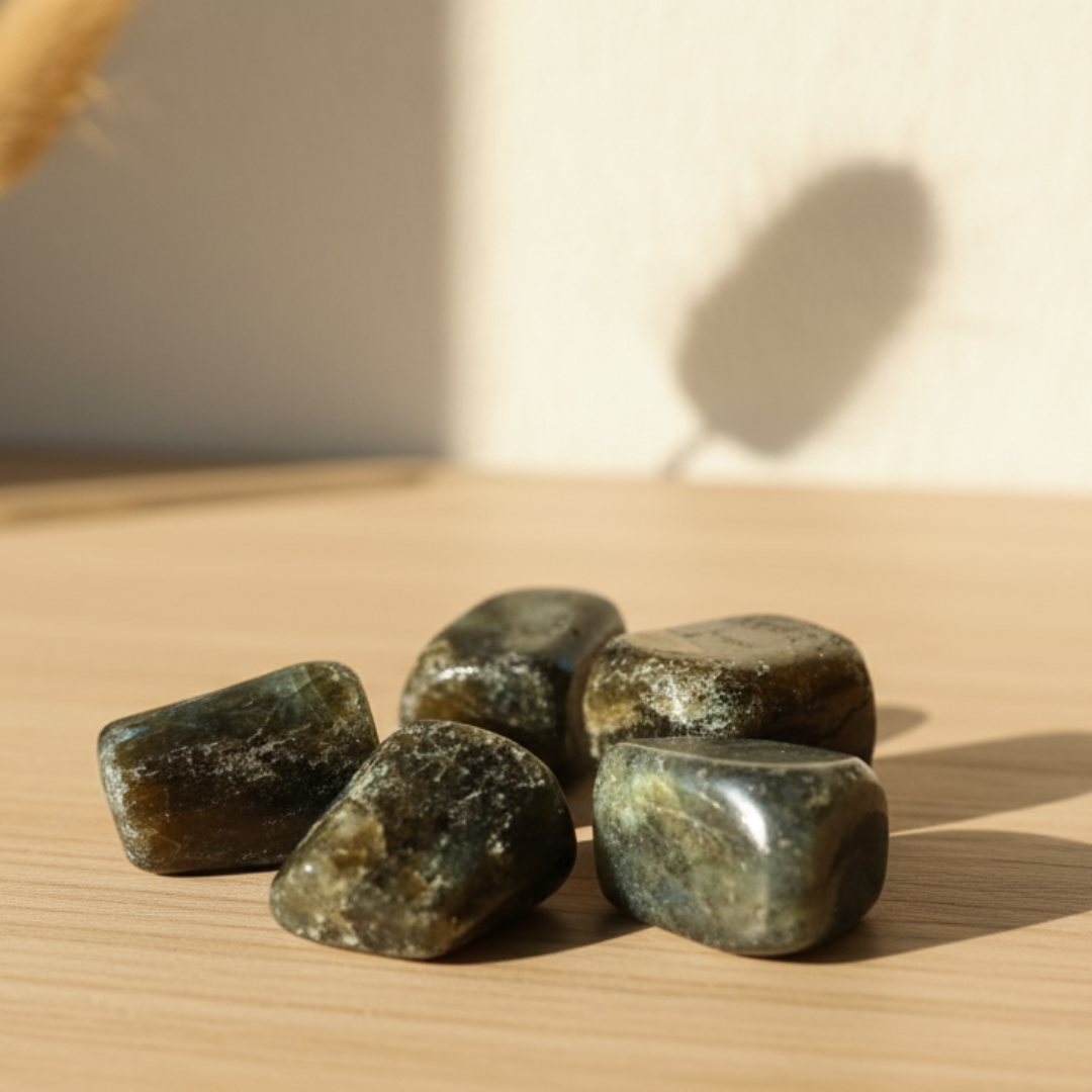 Labradorite Tumbles – Set of 6 A-Grade Natural Healing Crystals | Polished Tumbled Stones for Protection, Intuition & Energy Work