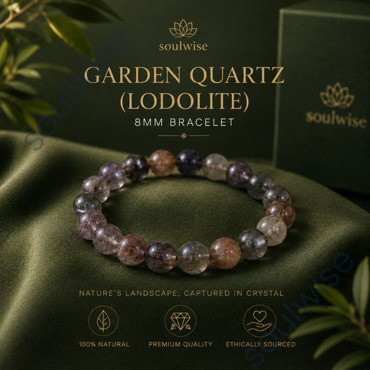 Garden Quartz (Lodolite) Bracelet – Natural Healing Crystal Bracelet for Manifestation, Spiritual Growth, Clarity & Positive Energy