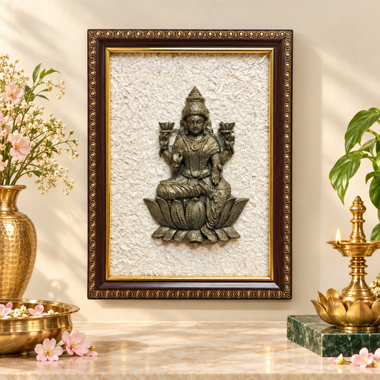 Divine Diwali Gift | Maa Laxmi Pyrite with Selenite Crystal Frame | Vastu Healing Decor for Wealth, Positivity & Energy Cleansing | Spiritual Gift for Home, Office & Temple.