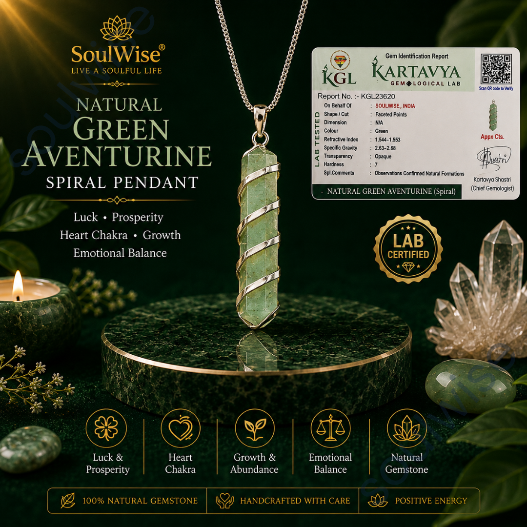Green Aventurine Pencil Pendant with Spiral Wire Wrap – Natural Crystal Healing Necklace for Luck, Prosperity & Heart Chakra