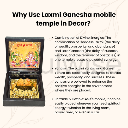Shubh Diwali Combo – Laxmi Ganesh Pocket Temple + Natural Agate Shubh Labh Door Sticker | Auspicious Gift for Home Entrance & Puja