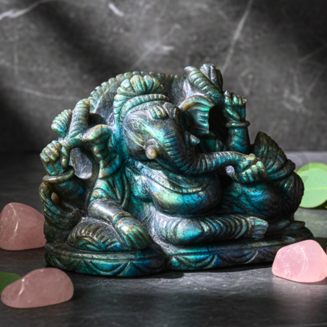 Labradorite Ganesha Idol, Housewarming Gift Decor,1.40g.