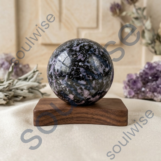 Indigo Gabbro Crystal Sphere – Natural Healing Crystal Ball for Intuition, Spiritual Growth, Grounding & Energy Balance | Polished Gemstone Sphere for Meditation, Reiki & Home Décor