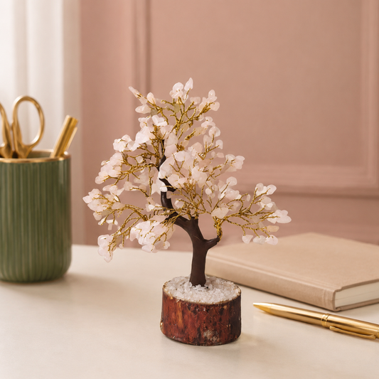 Rose Quartz Crystal Tree 8 Inch – Pink Gemstone Tree for Home Décor, Office Desk, Self-Love Symbolism & Gifting