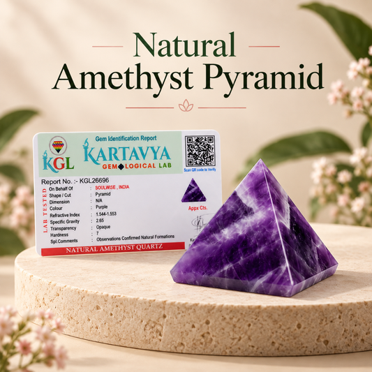 Amethyst Crystal Pyramid – Purple Gemstone Showpiece for Meditation, Home Décor, Office Desk & Spiritual Gifting
