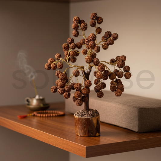 Handcrafted Original Rudraksha Tree Bonsai - Spiritual Home & Office Decor Showpiece | Positive Energy Gifting | Pooja Room Accessory