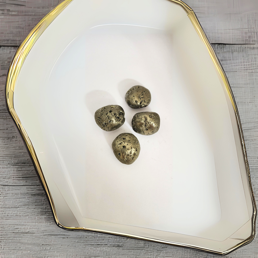 Soulwise Set of 2 Imported Natural Pyrite Tumble Stones from Peru – Golden Energy Crystals for Prosperity, Motivation & Décor
