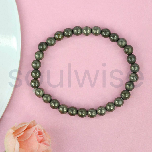Pyrite Bracelet 6mm – Natural Crystal Beads for Wealth, Abundance, Growth & Protection | Money Magnet Stone | Unisex