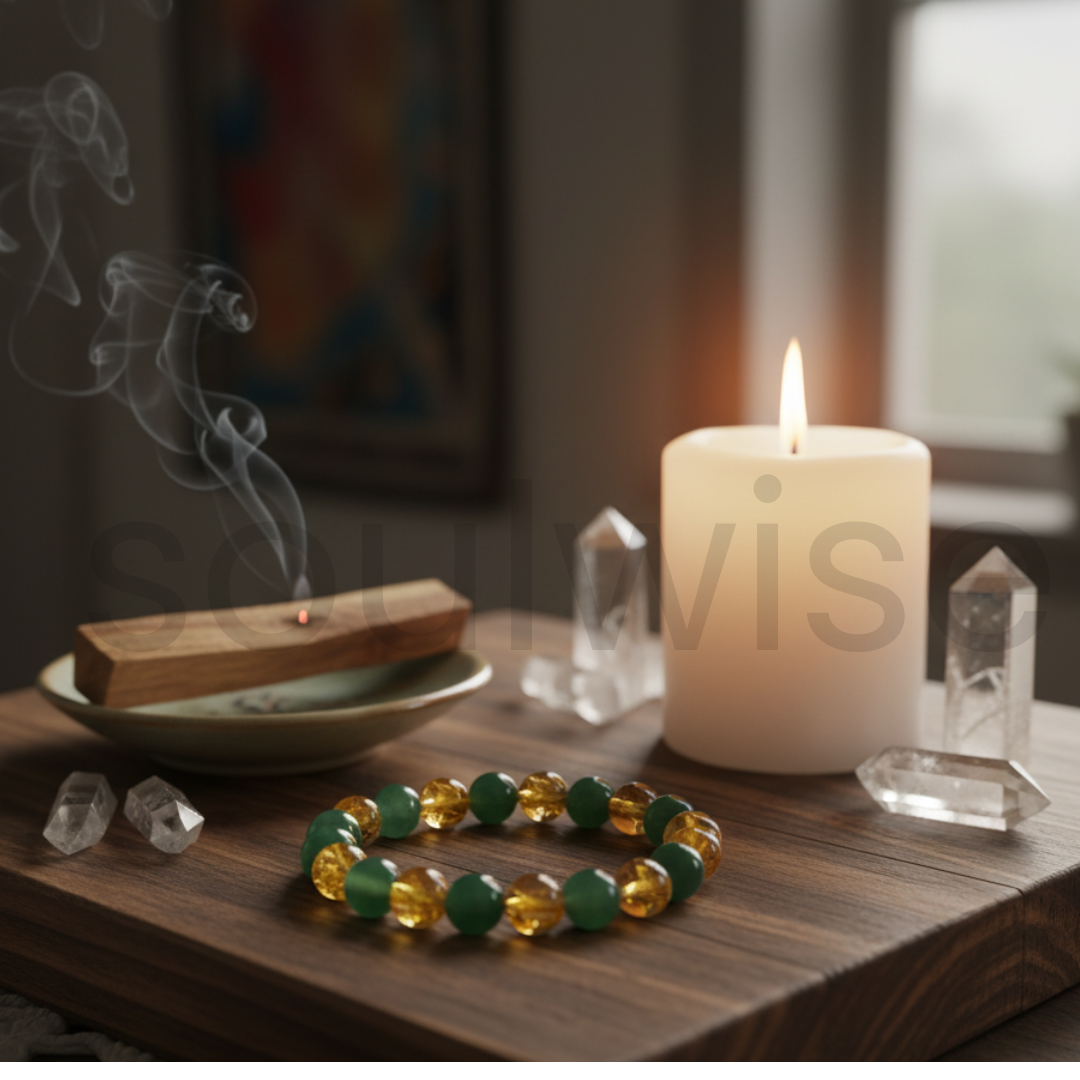 सिट्रीन ग्रीन एवेंट्यूरिन ब्रेसलेट 10 मिमी