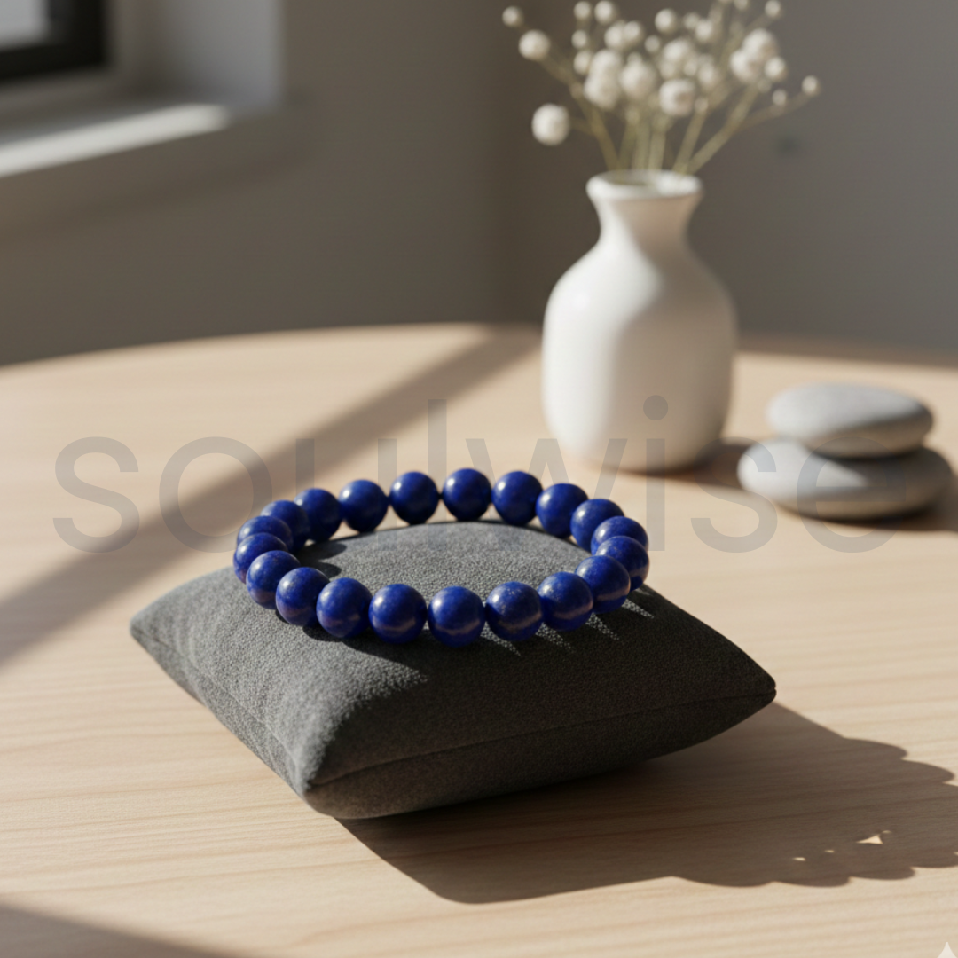 Natural Lapis Lazuli Bracelet 8mm Beads for Men & Women – Crystal for Wisdom, Confidence & Throat Chakra Healing